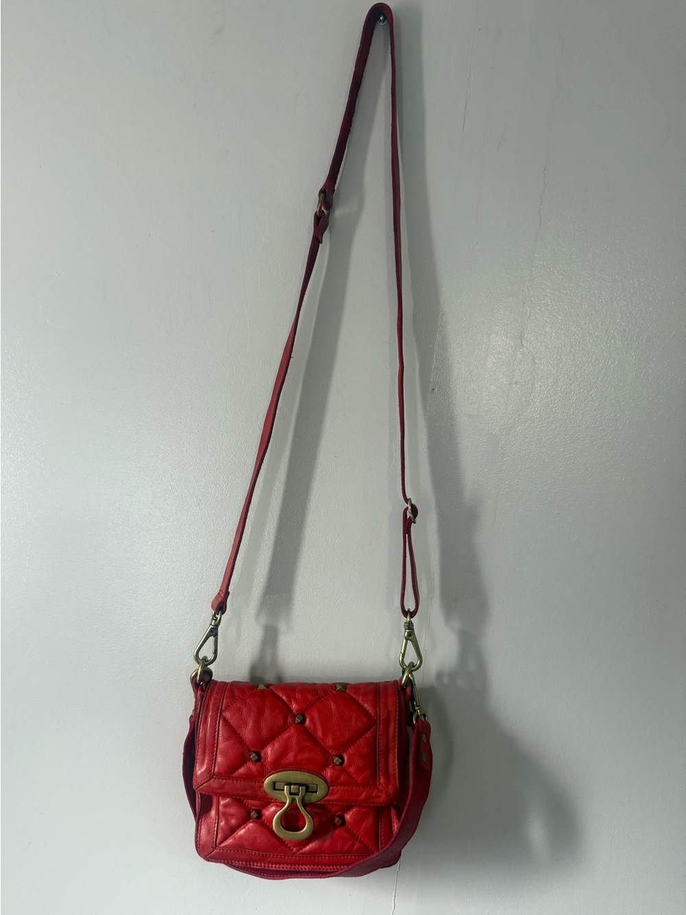 Campomaggi Designer Italian Red Quilted Crossbody Shoulder Bag